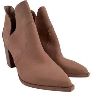 Steve Madden Chaya Pointed Toe Bootie Leather Chunky Block Heel Cutout Pink 8.5 thumbnail 2