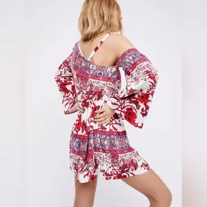 Free People Modern Nomad one-shoulder mini dress featuring a boho floral print thumbnail 15