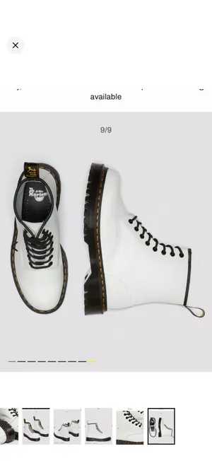 Dr. Martens White Leather 8-Eye Lace-Up Platform Boots with Black Laces thumbnail 5