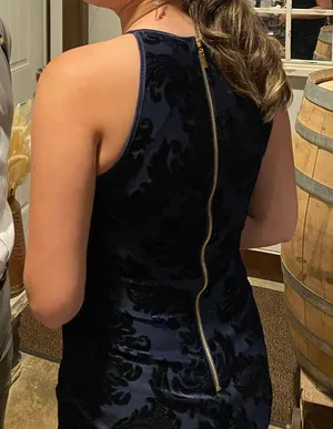 Dark Blue Velvet Homecoming dress thumbnail 3