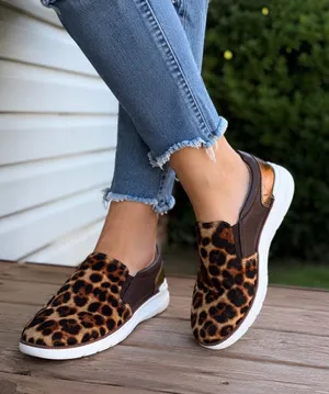 Johnston & Murphy Leopard Calf Hair Slip On Sneakers Women’s 8M Brown Leather thumbnail 1