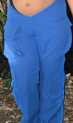 Royal Blue V Lined Cargo Pants thumbnail 1