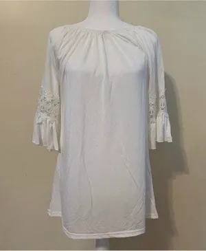 NWT Ruffle Sleeve Tunic In White Size M thumbnail 1