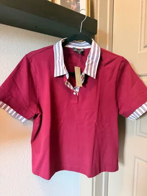 J.Crew Burgundy Polo Layered Tee  thumbnail 4