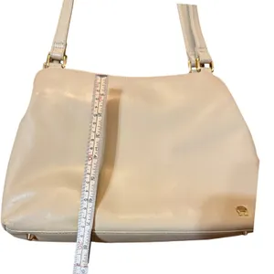 Etienne Aigner Cream Leather Shoulder Bag Gold Hardware Triple Compartment Purse thumbnail 7