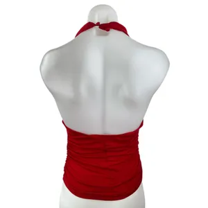 Reformation Women's Red Halter Cowl Sleeveless Open Back Blouse Tank Top Size S thumbnail 2
