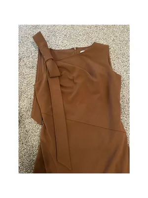 Calvin Klein Brown Bow Shoulder Midi Dress Size 2 thumbnail 7