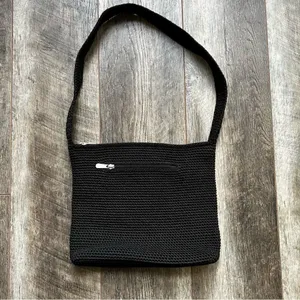 The Sak Original Crochet Knit Black Purse Shoulder Bag Medium Handbag thumbnail 2