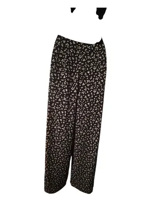 SHEIN Black wide leg pants with White Floral Print thumbnail 3