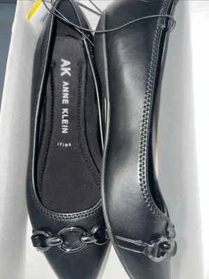 Anne Klein Black Pointed-Toe Flats with Chain Accent Flex Sz 8 NEW thumbnail 5
