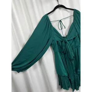 Hello Molly Forest Green Sunrise Memories Ruffle Mini Dress Romper Sz.L/US 8 NWT thumbnail 7