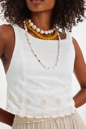 NWOT Free People Kayla Solid Embroidered Cropped Blouse Top thumbnail 1