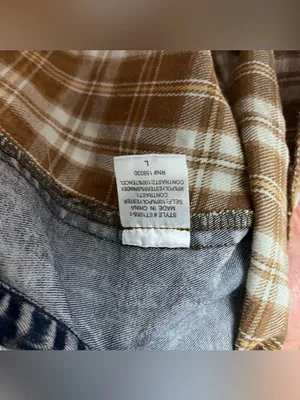 Hey son mixed print plaid denim oversized half zip shirts jacket western grunge thumbnail 5