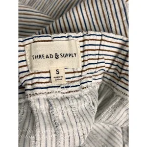 Thread & Supply Anita Striped Wide Leg Pants Size Small Cotton Drawstring thumbnail 4