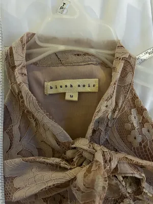 Francesca’s blush pink lace bow blouse thumbnail 3