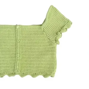 Zara Lime Green Crochet Off Shoulders Cropped Tank Top SZ S #1138 thumbnail 4