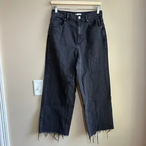 Pacsun nora wide leg black jeans raw hem women's size 28 100% cotton pants thumbnail 2