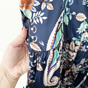 [Lulu's] Positively Adorable Navy Scarf Print Satin Tiered Bustier Romper NWT XL thumbnail 10
