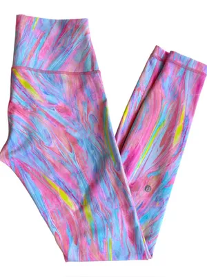 EUC Lululemon Wunder Train High Rise Leggings Prism Marble Multi Size 6 Rtl. $98 thumbnail 5