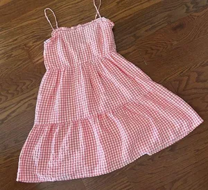NWT Wild Fable Gingham Spaghetti Strap Mini Tiered Ruffle Dress Size Small thumbnail 1