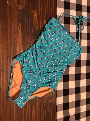 J.Crew blue one piece  swimsuit small new thumbnail 1