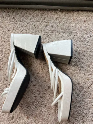 White strappy block heels Size 7 thumbnail 2