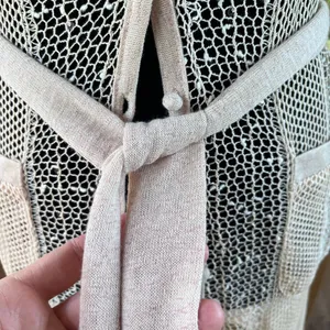 Ryu Women's Open Knit Longline Lace Trim Cardigan Color Blush Size S. NEW thumbnail 7
