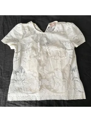 Anthropologie champagne & strawberry lace opacity tee top off white L bust36in thumbnail 2