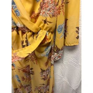 RWish Medium Yellow Floral Wrap Dress V Neck Flowey Maxi Chiffon‎ thumbnail 5