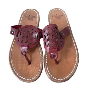 Freebird By Steven Vallarta Sandal Red Size 7 Leather Star Moon Boho Festival thumbnail 1