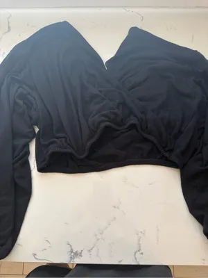 Beyond Yoga Black Long-Sleeve Cropped Wrap Top thumbnail 1