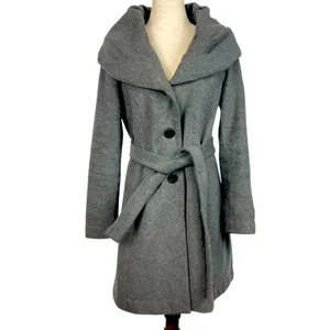 TAHARI Wool Blend Belted Shawl Collar Coat, Jacket in Grey thumbnail 2
