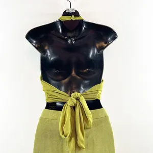 Peppermayo Wrap Tie Crop Bra Top and High Rise Flare Pants Matching Set Green 6 thumbnail 9