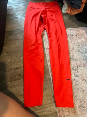 Nike Red Athletic Tights with Black Swoosh thumbnail 4