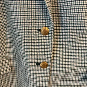 J Crew Schoolboy Blazer Womens 24 Wool Blend Green Plaid Houndstooth Preppy Gold thumbnail 4