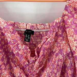 ASOS x NEW LOOK Dress Size 6 Smocked Floral Ruched Pink Orange Mini Sweetheart thumbnail 6