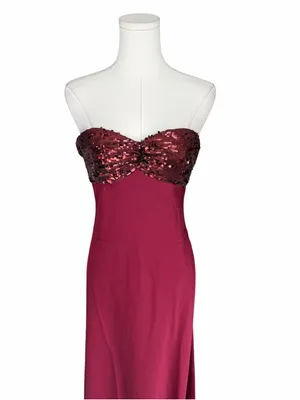 Princess Polly - NWT See The Vision Sequin Bust Maxi Dress Burgundy Sz US 8 thumbnail 4