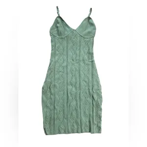 Hera Collection Green Knit Mini Dress with Diamond Pattern ☘️ thumbnail 3