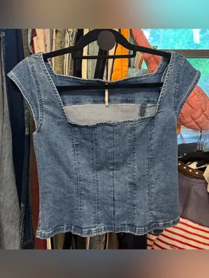 NWT Free People Marilyn Denim Corset - skylight light denim - medium thumbnail 11