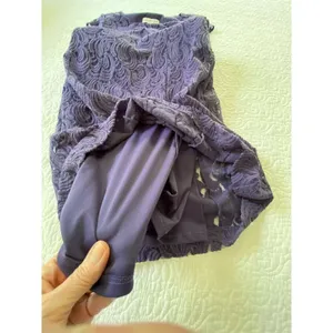 Coldwater Creek Purple Lace Knee Length Dress Size 4 Cap Sleeve​ thumbnail 11
