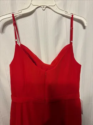 Azazie Red Draped Cowl Strapless Evening Dress thumbnail 5