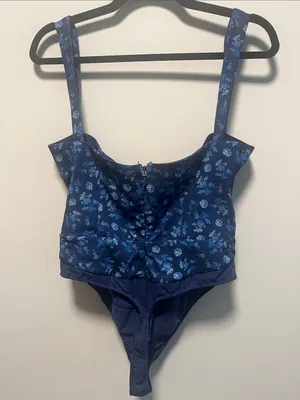 HOUSE OF CB Savia Sapphire Floral Print Bodysuit, Size L thumbnail 6