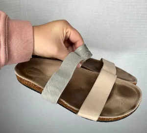 Loeffler Randall Women's‎ Size 9 Beige Tan Leather Fur Slides Sandals Cork Sole thumbnail 1