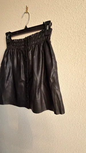 Zara black faux leather button front mini skirt size small thumbnail 6