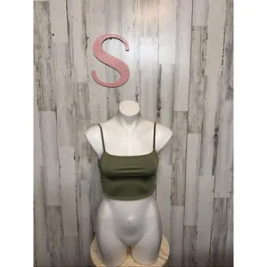 Olive Green Ruched Crop Top & Skirt Set Size Small 2-Piece Matching Outfit thumbnail 3