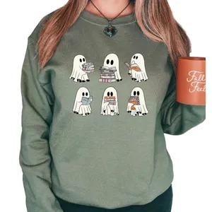 Book Reading Ghost Sweatshirt in Green, Size M​​​​​ thumbnail 1
