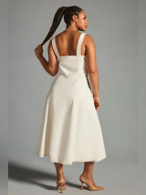 Forever That Girl Anthropologie Overall Midi Dress in White thumbnail 2
