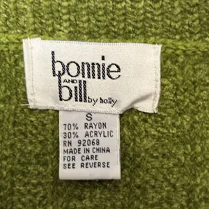 Vintage 90s Small Chenille Sweater Cardigan Peter Pan Collar Pockets‎ Green Cozy thumbnail 4
