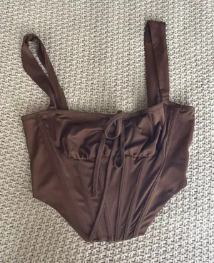 Tic Toc NWT Brown Corset Top thumbnail 1