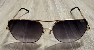 Quay Australia‎ Stop and Stare Gold Aviator Sunglasses Purple Gradient Lens 126 thumbnail 1